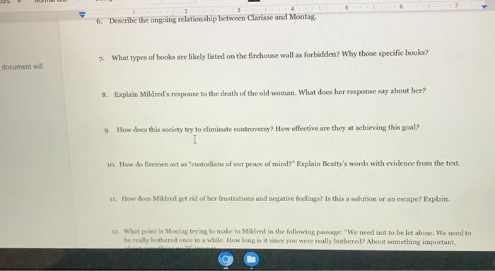 document will 1 2 3 6. Describe the ongoing relationship between Clarisse