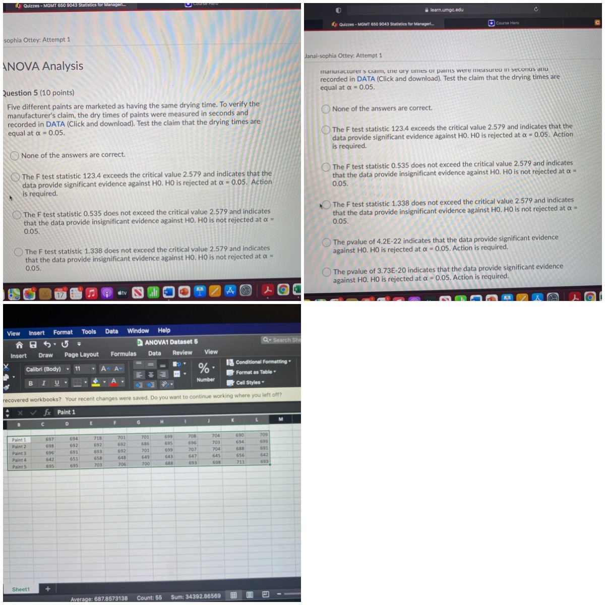 eso Sophia Ottey: Attempt 1 \NOVA Analysis 2uestion 5 (10 points) Five