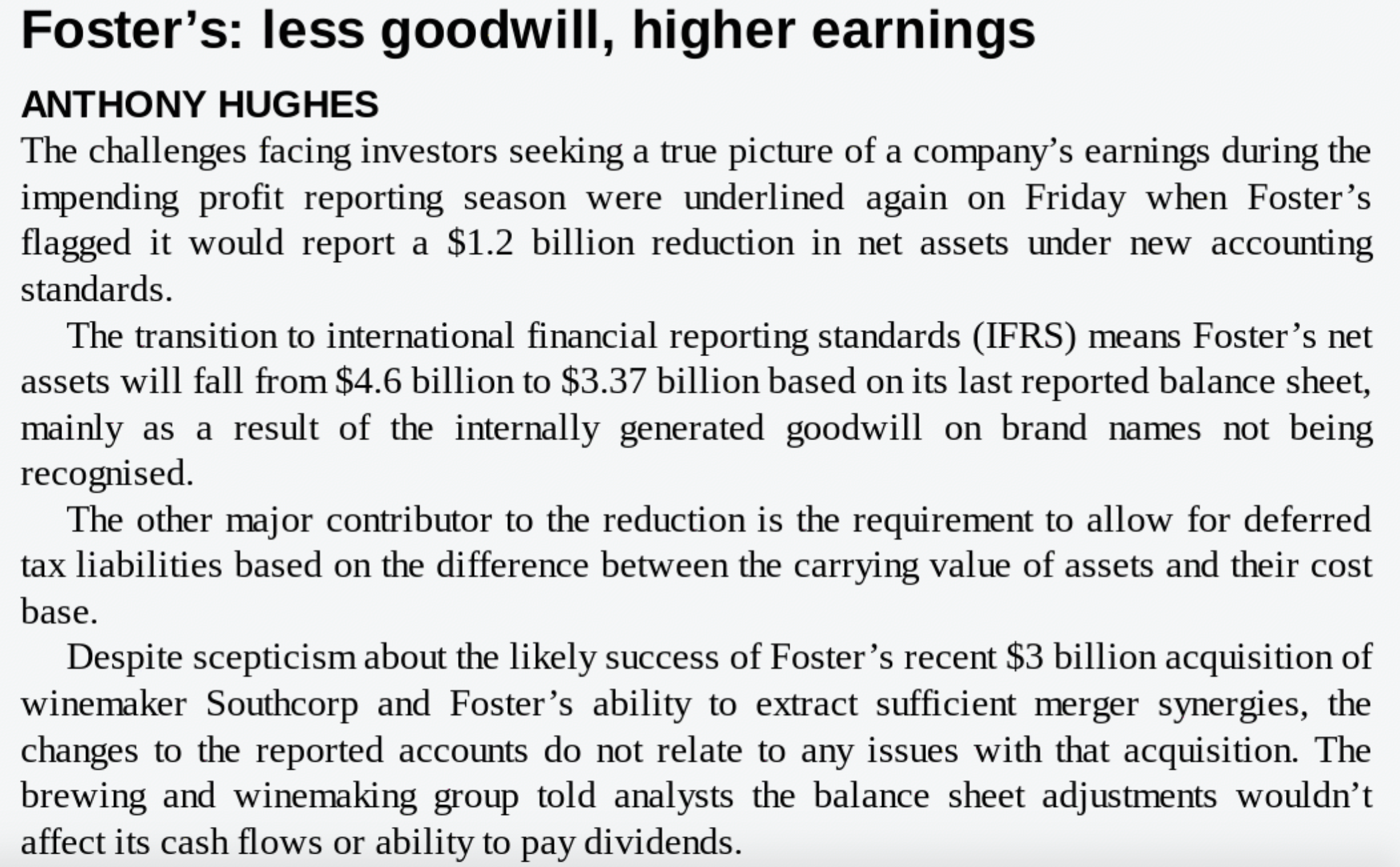 Read Accounting Headline 7.9 and, adopting a Positive Accounting Theory perspective, consider