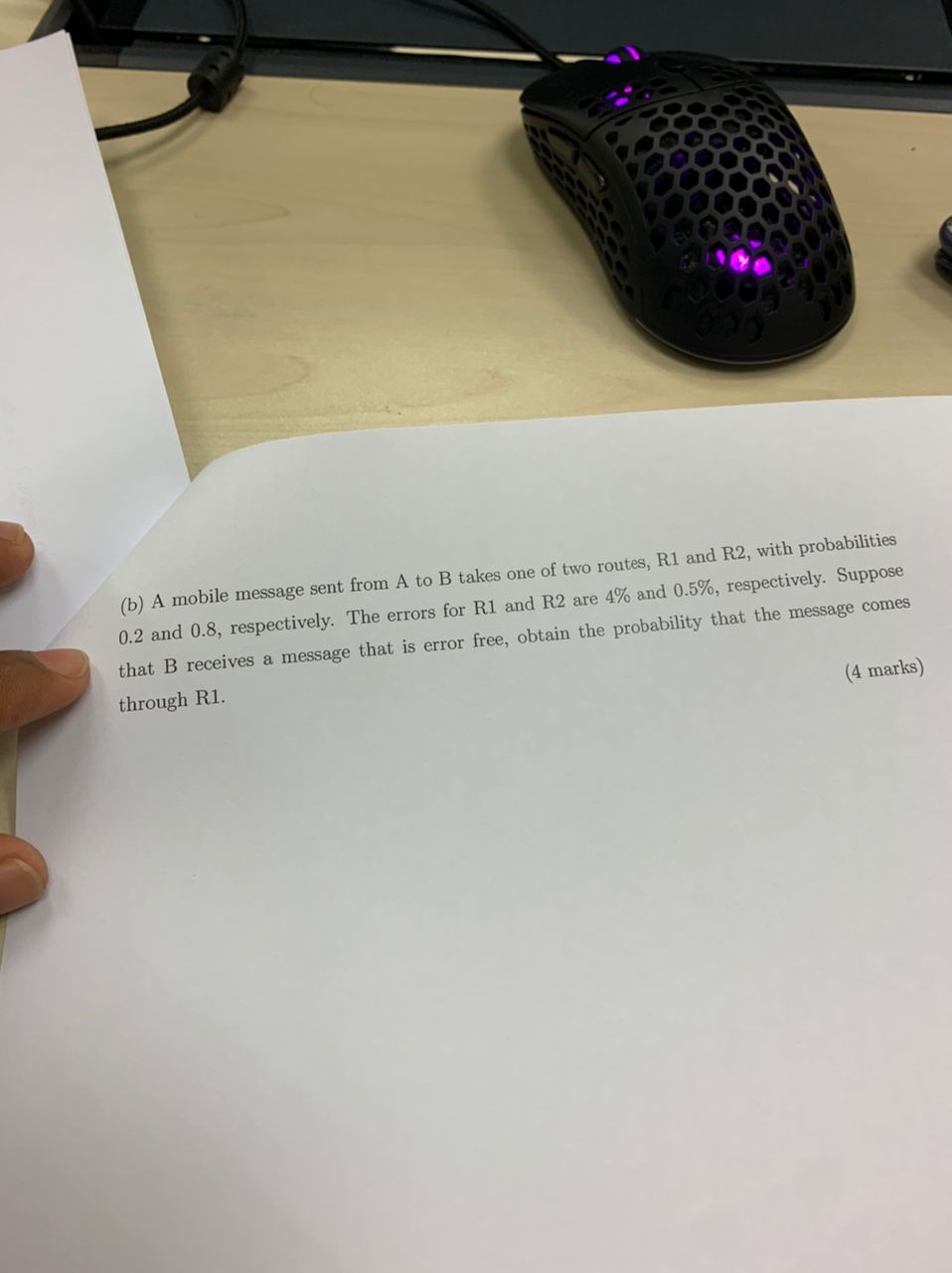 (b) A mobile message sent from A to B takes one