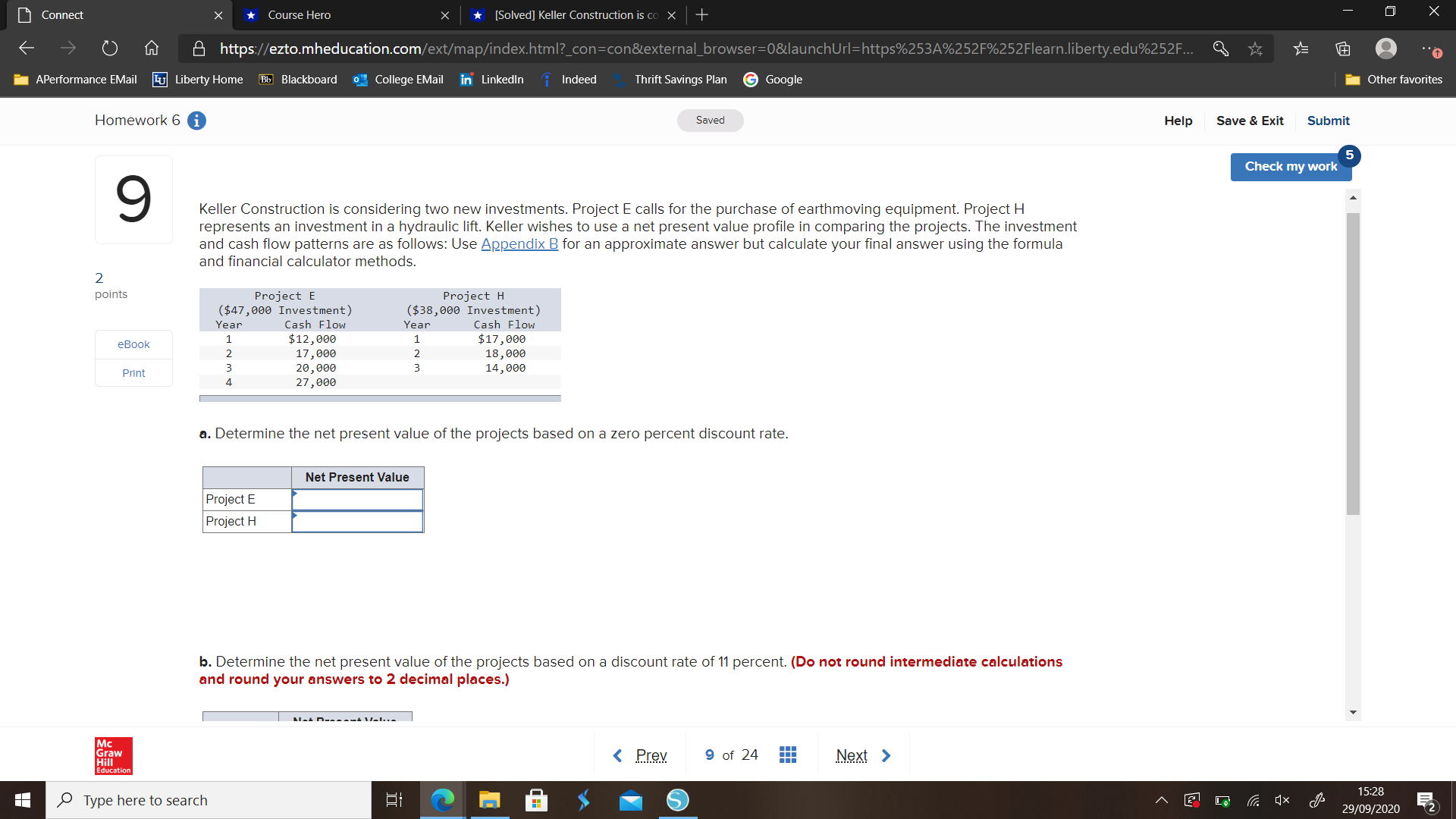 Please help. Connect X Course Hero X * [Solved] Keller Construction is