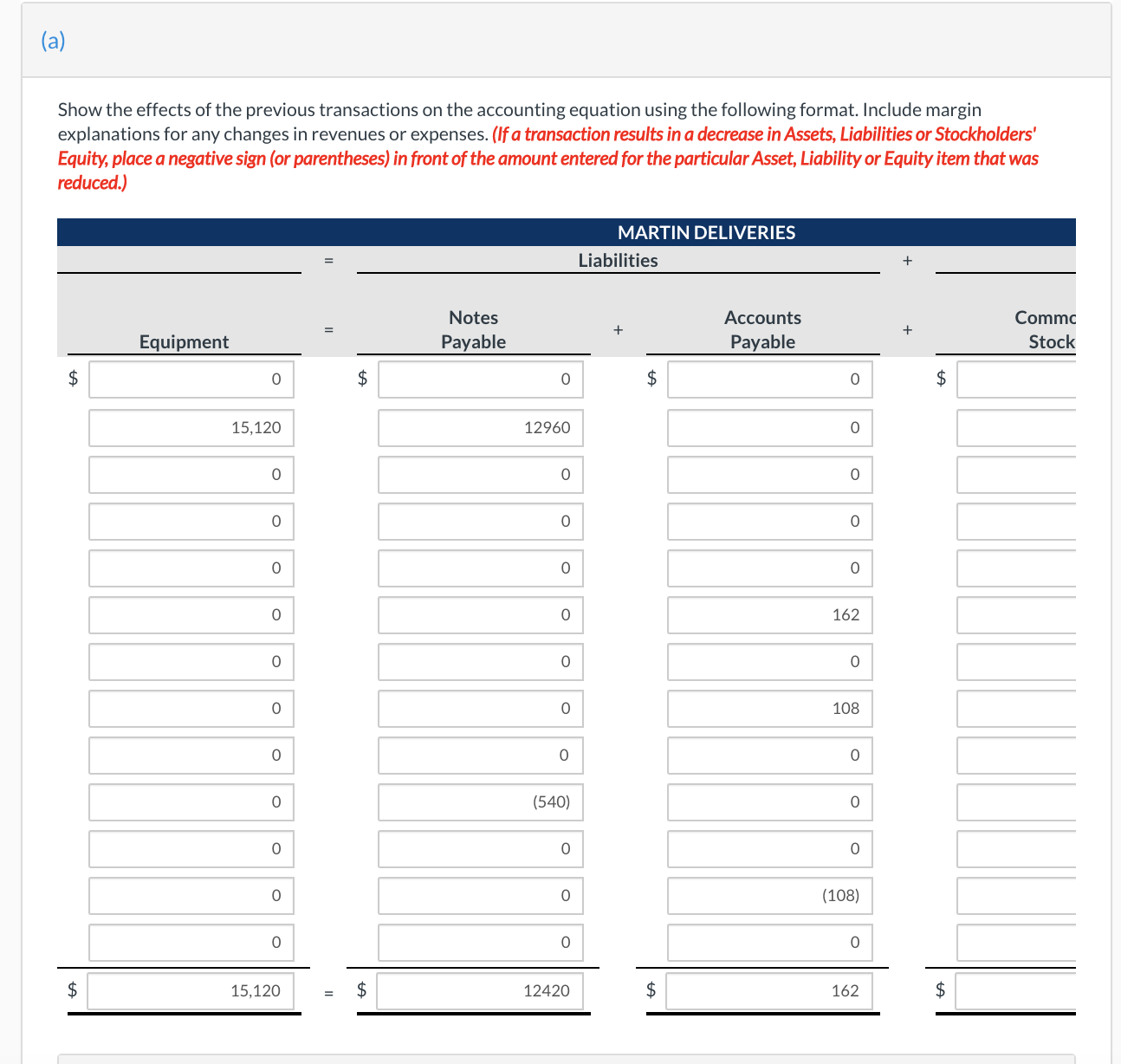 Please help me with this part. (a) Show the effects of the
