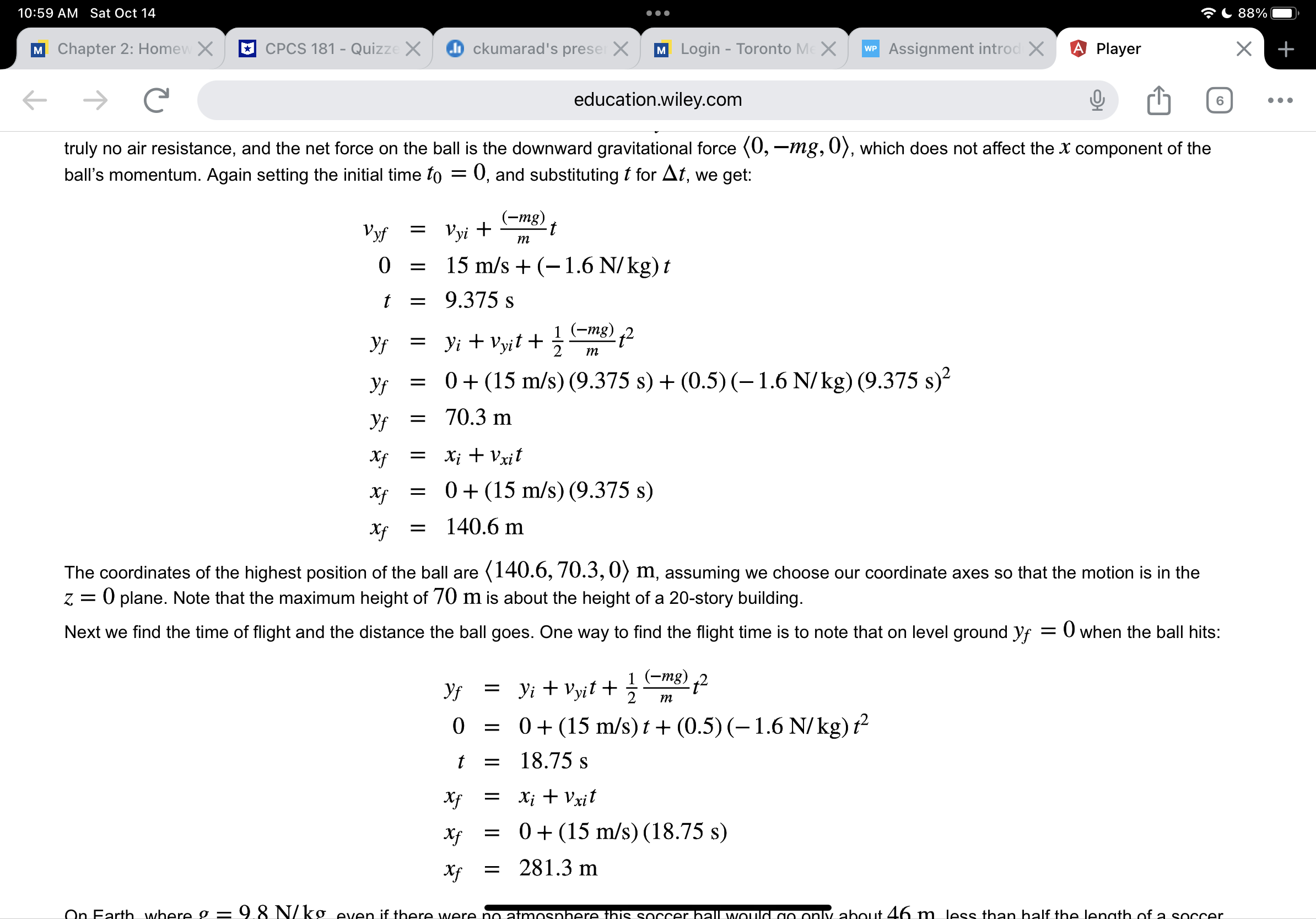 very rough approximation that the large force that the wall exerts on