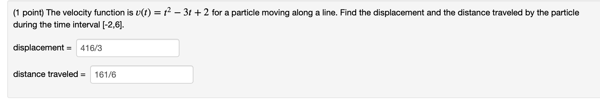/............. (1 point) The velocity function is 110') = 12 31' +