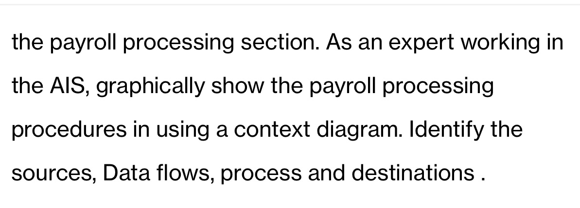 the payroll processing section. As an expert working in the AIS, graphically
