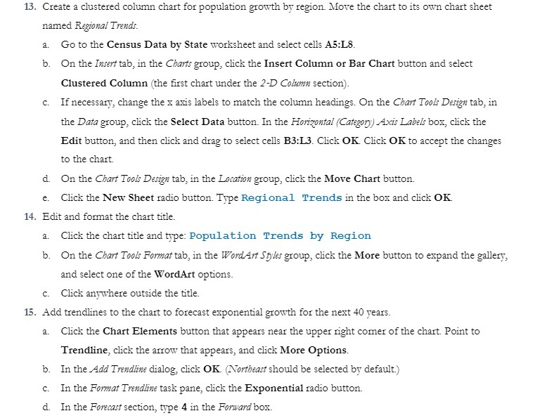  13. Create a clustered oolumn chart for population gross-"Bl by region.