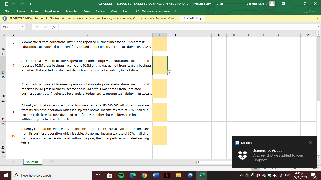 6-10, compute for the right answer. Note: Use this file as a