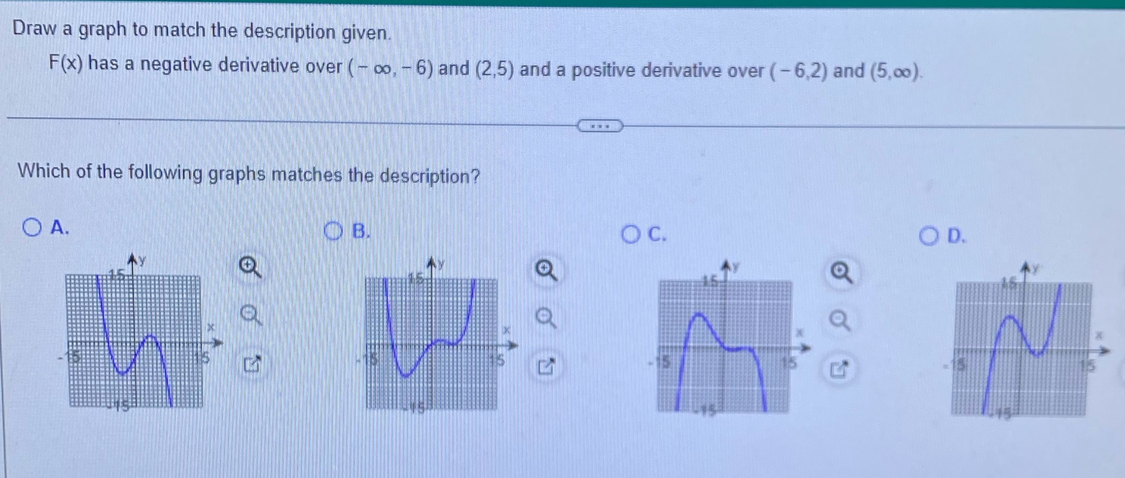 Draw a graph to match the description given. F(x) has a