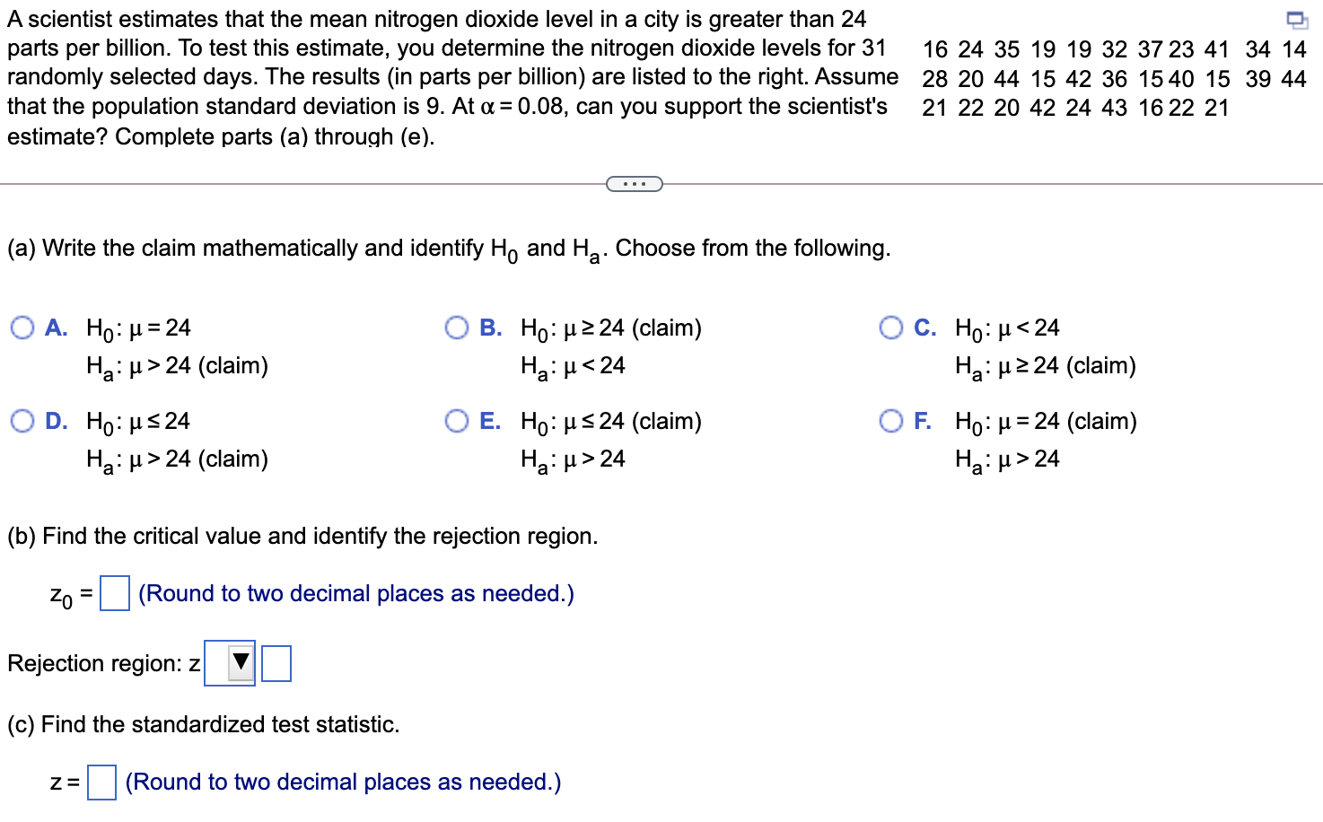in the general workforce were male. At the 0.05 level of significance,