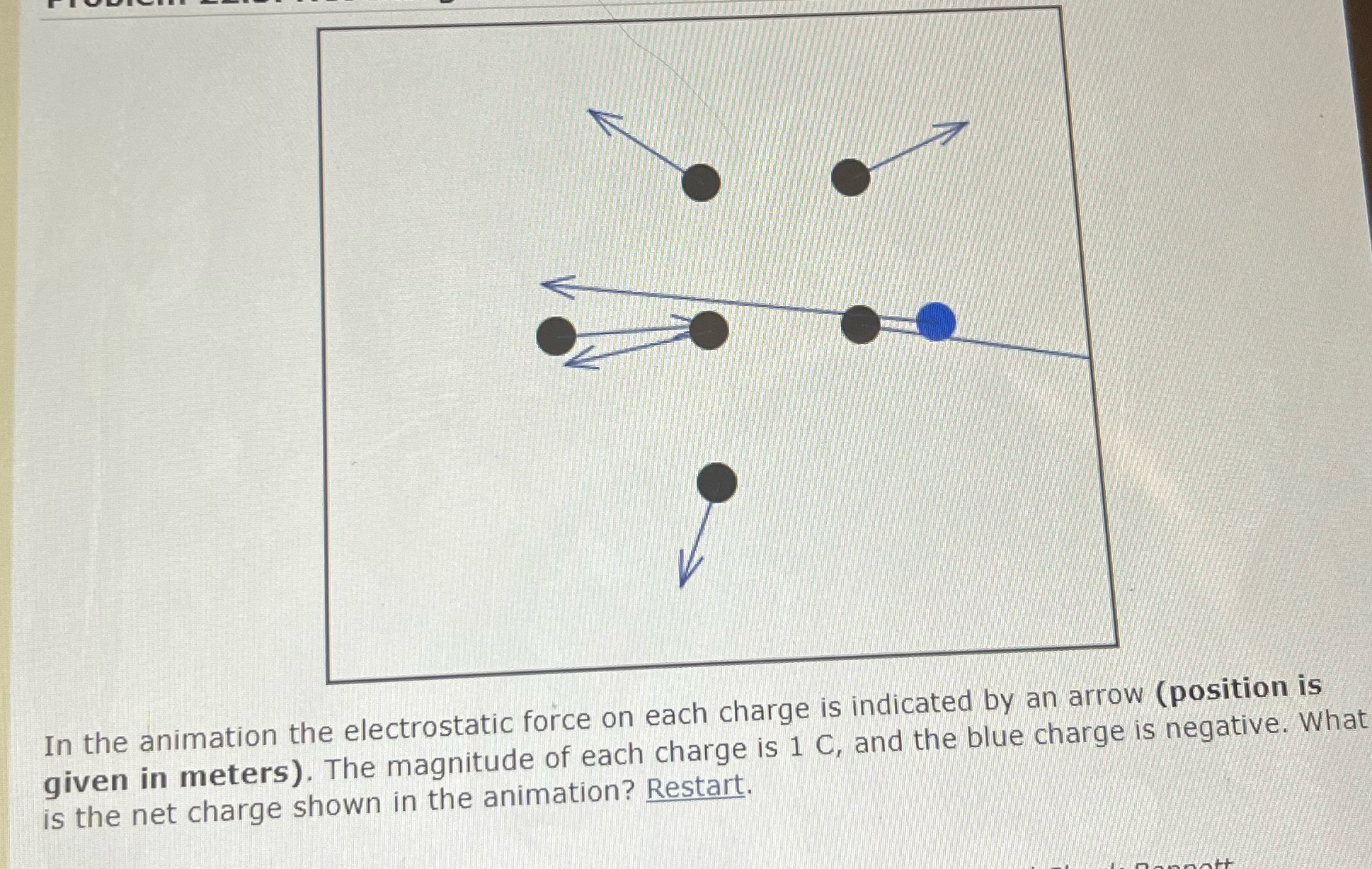 https://www.compadre.org/Physlets/electromagnetism/prob22_3.cfm In the animation the electrostatic force on each charge is indicated