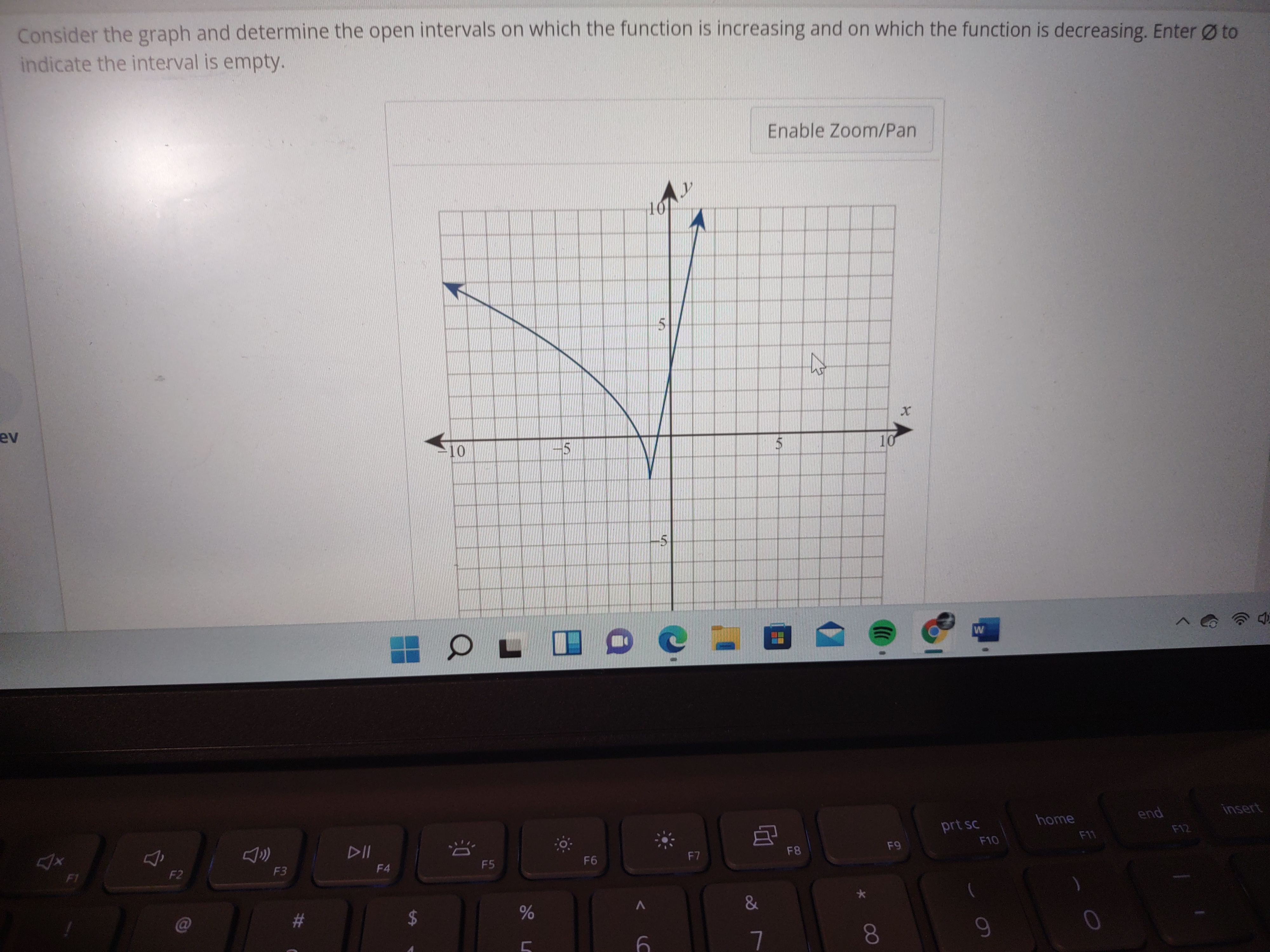 Consider the graph and determine the open intervals on which the