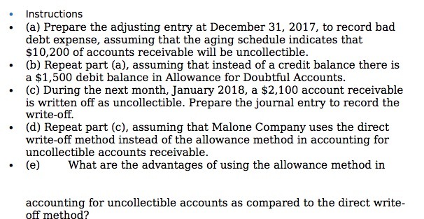  Instructions ( a ) Prepare the adjusting entry at December 31