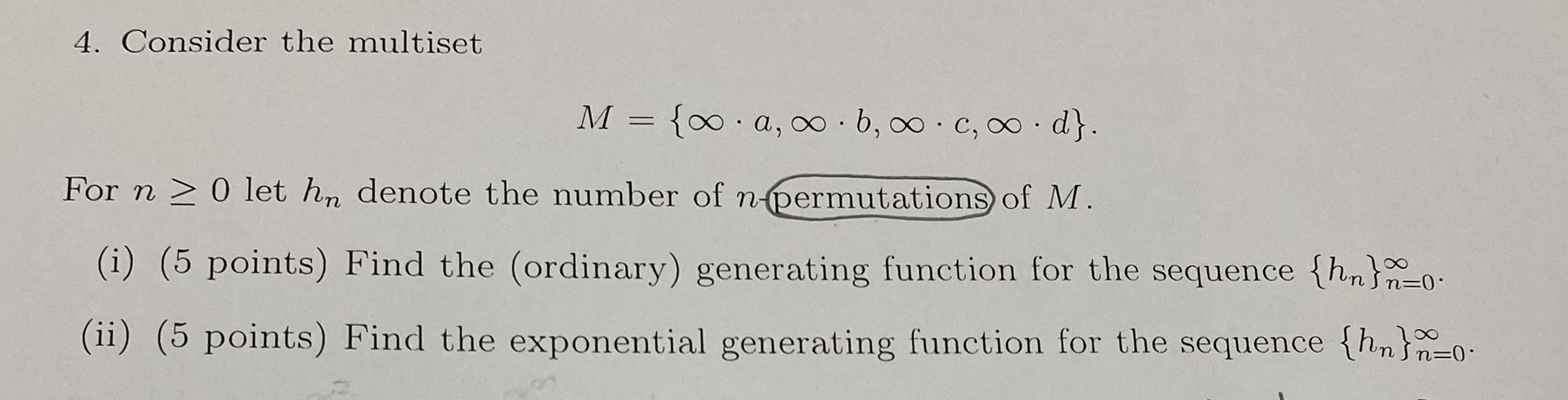  4. Consider the multiset M = too . a, co .