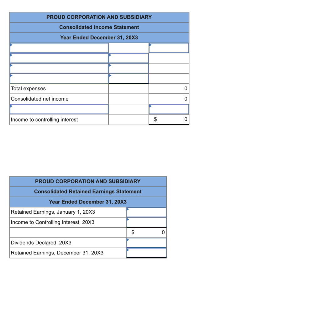 a minus sign.) PROUD CORPORATION AND SUBSIDIARY Consolidated Balance Sheet December 31,