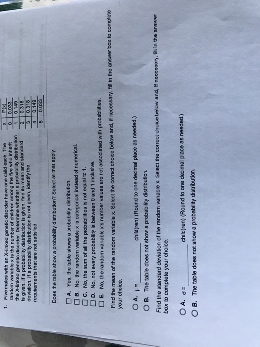Counting and looping statistics problems 1. Five males with an X-linked genetic