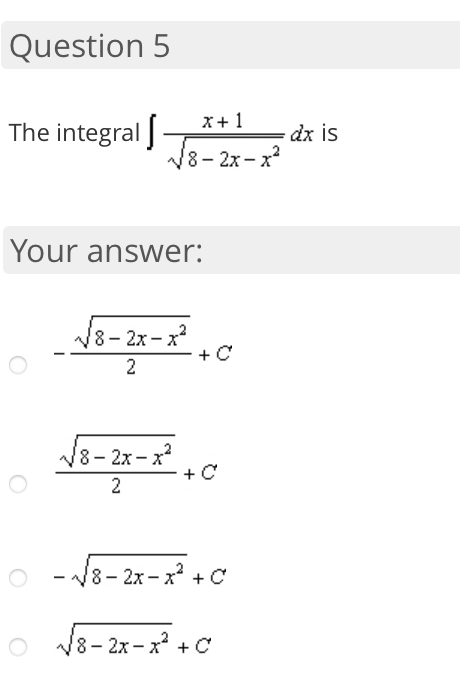 x2 - 6x + 10 O 5 + C Clear answerQuestion 3