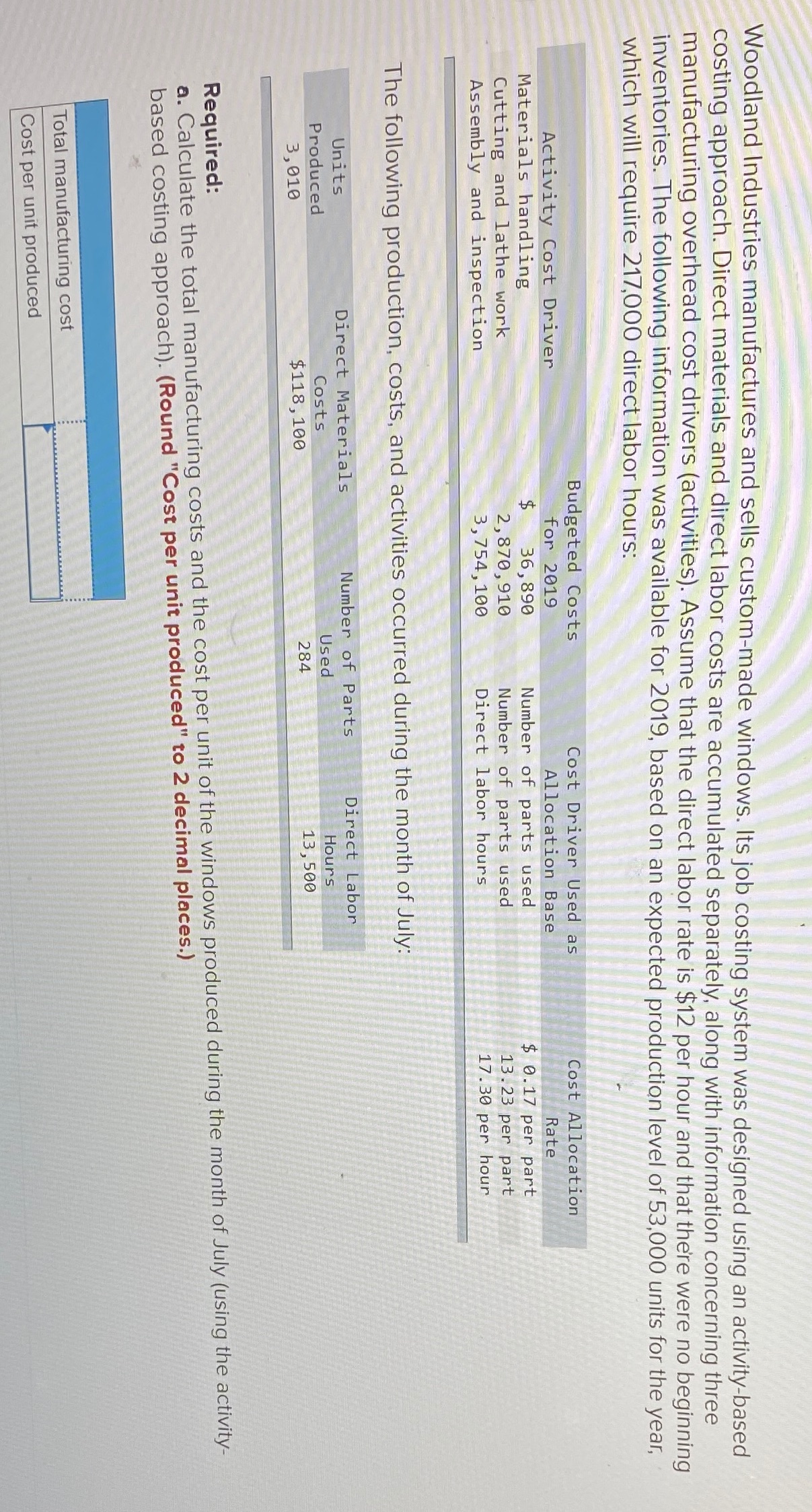 Answer required a.Also b. Needs an answer below: Assume instead that woodland