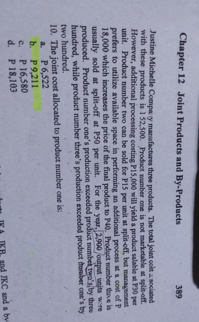 Joint Cost allocated to Product number 1? Chapter 12 Joint Products and