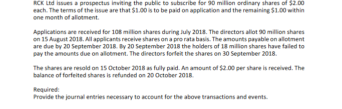 RCK Ltd issues a prospectus inviting the public to subscribe for
