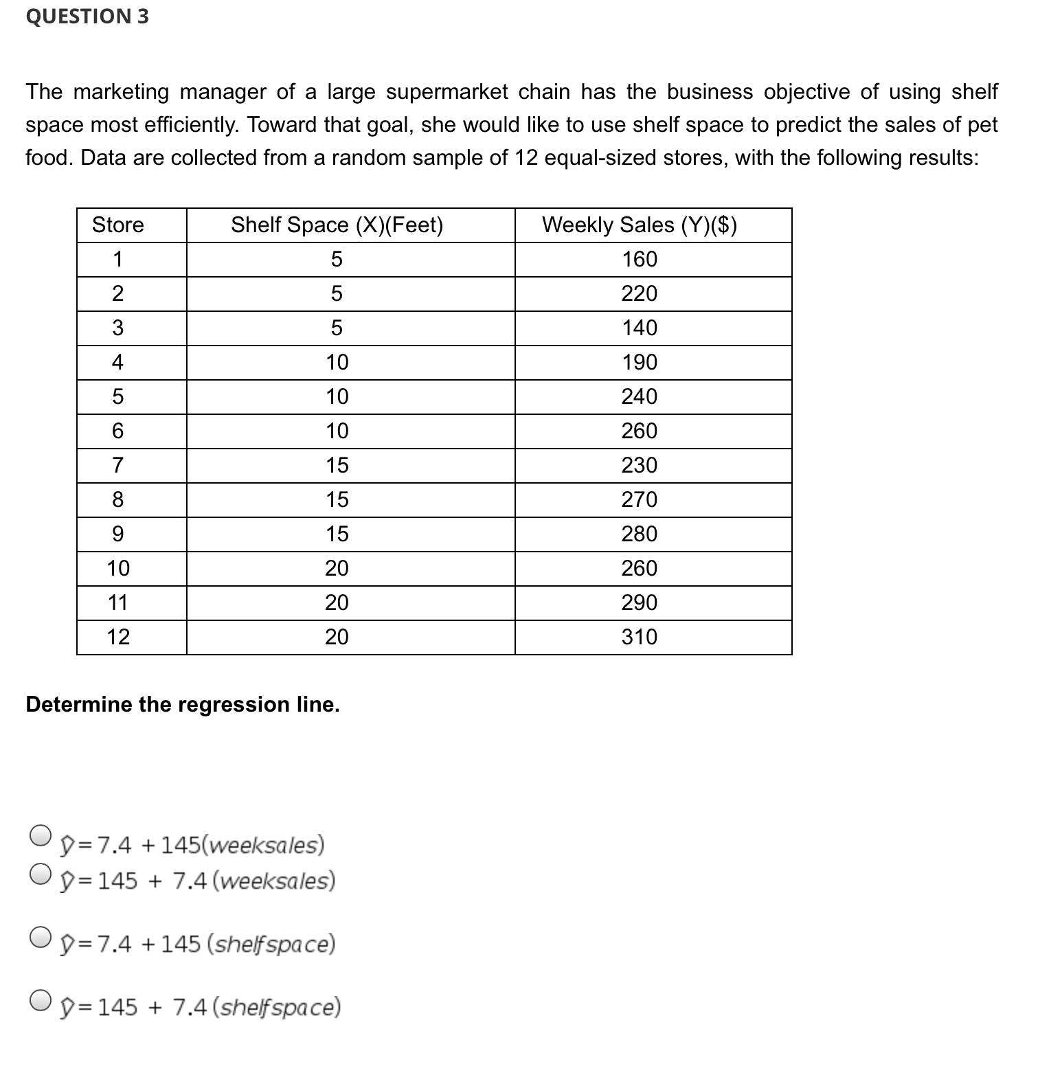 points Save AnswerQUESTION 2 Consider the following scatter plot and regression line.