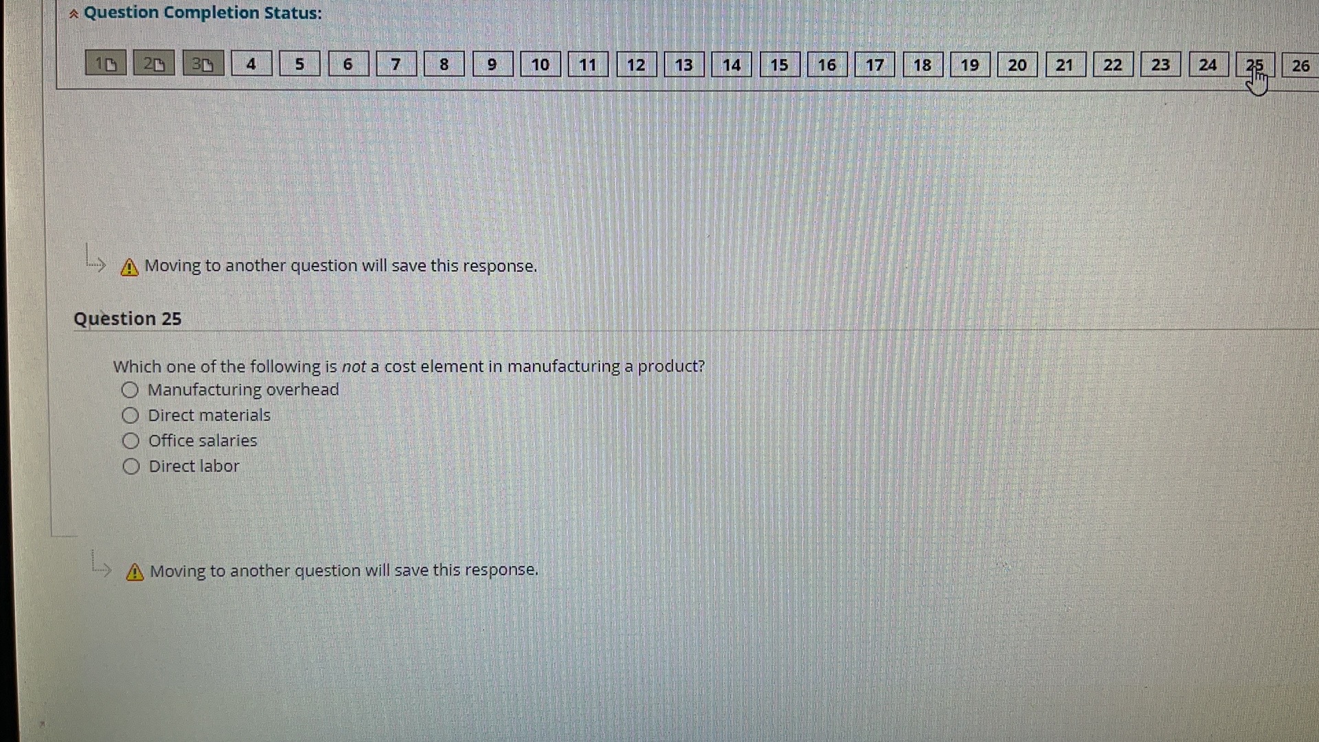 252627.... Question Completion Status: 4 5 6 8 9 10 11 12