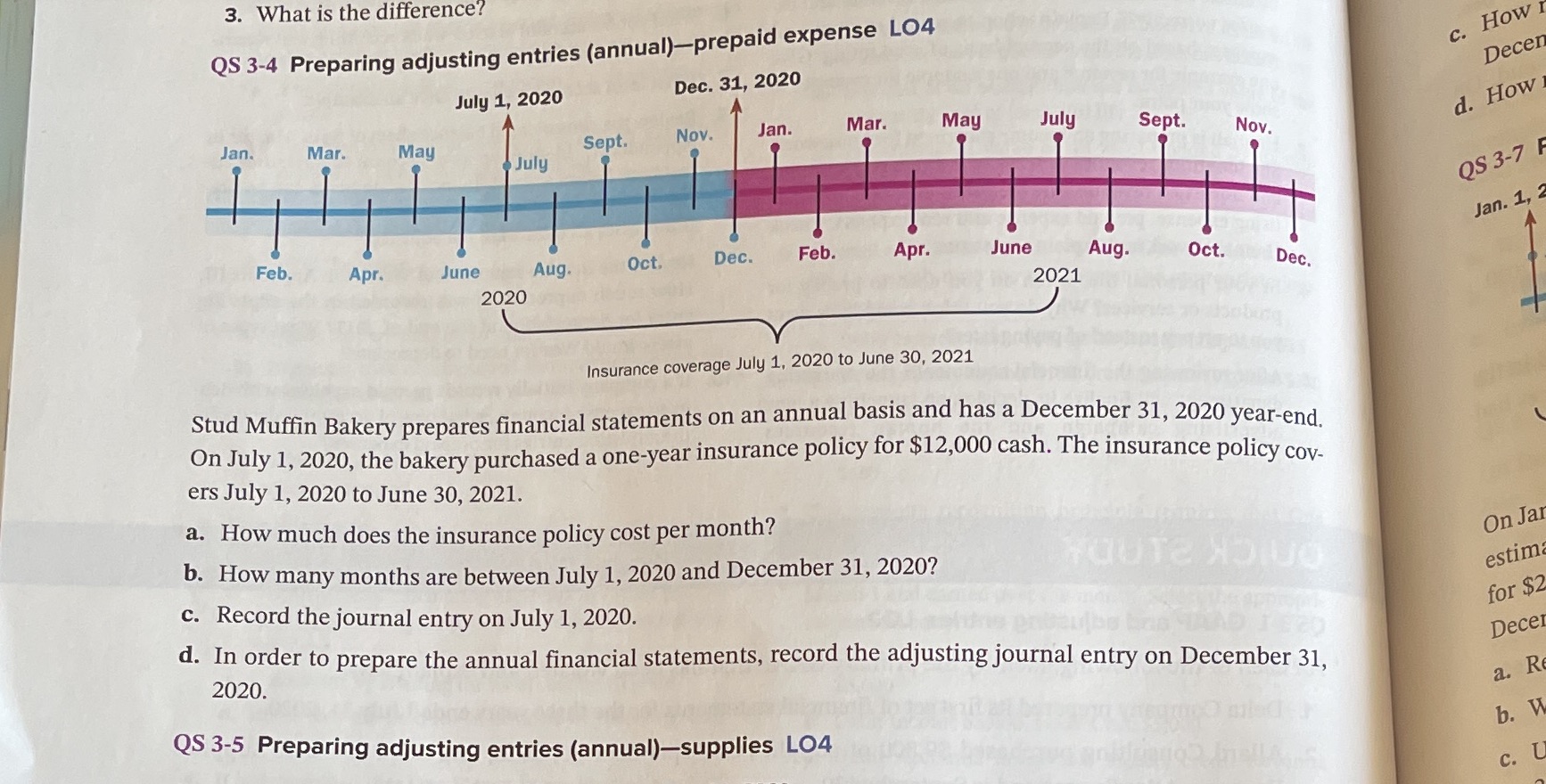  3. What is the difference? c. How QS 3-4 Preparing adjusting