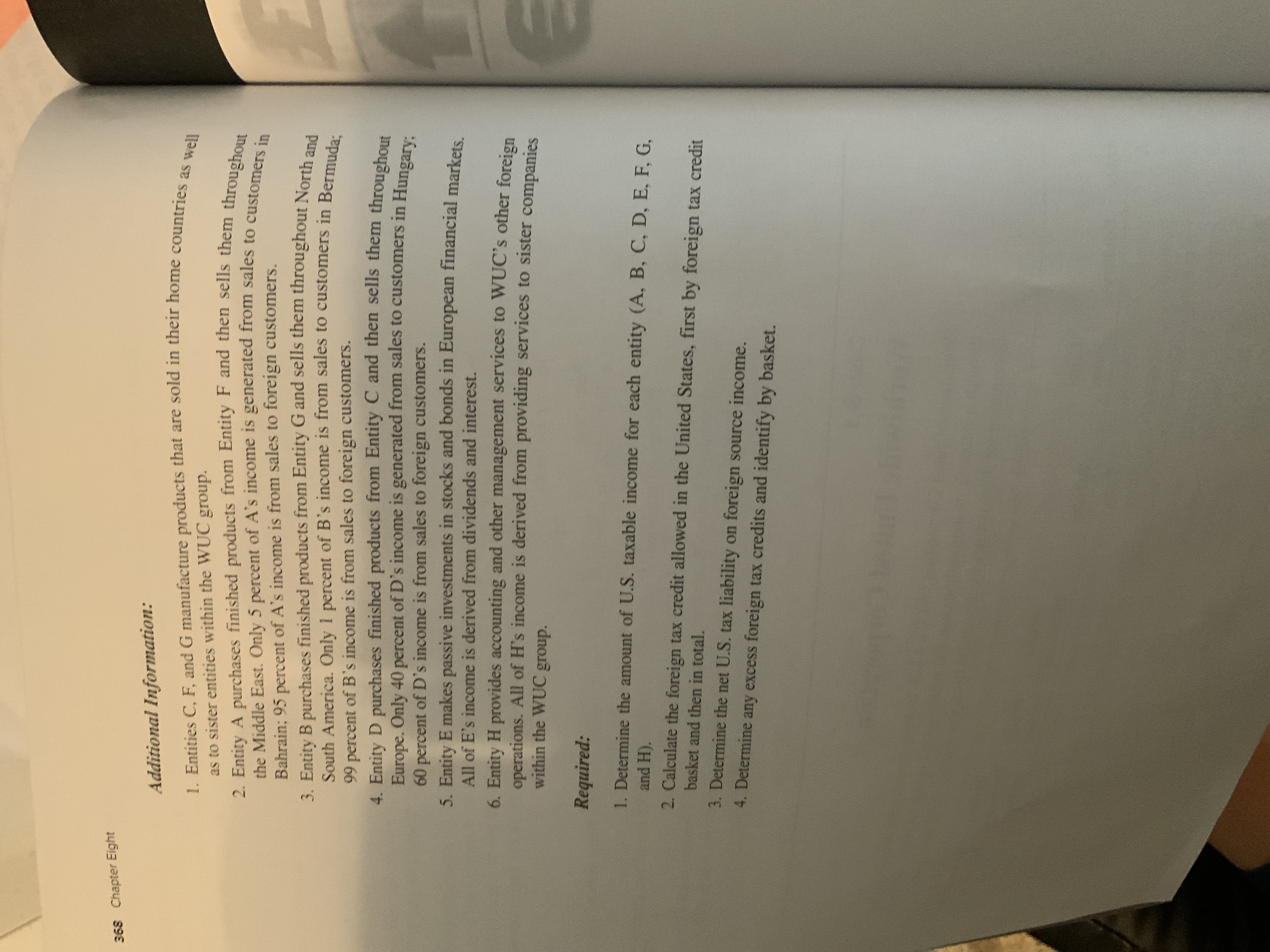  368 Chapter Eight Additional Information: 1. Entities C, F, and G