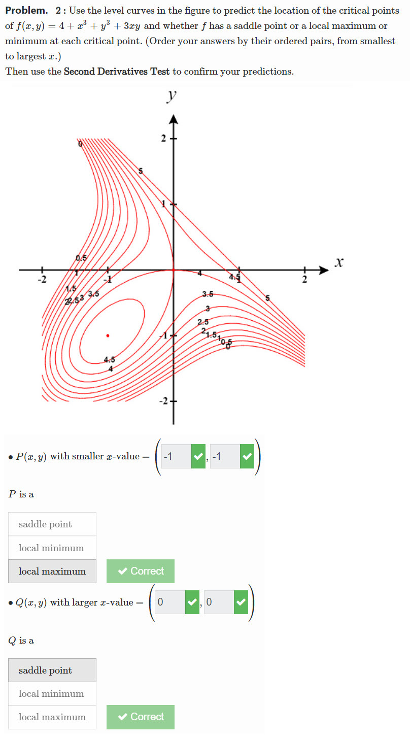 Problem. 2 : Use the level curves in the figure to