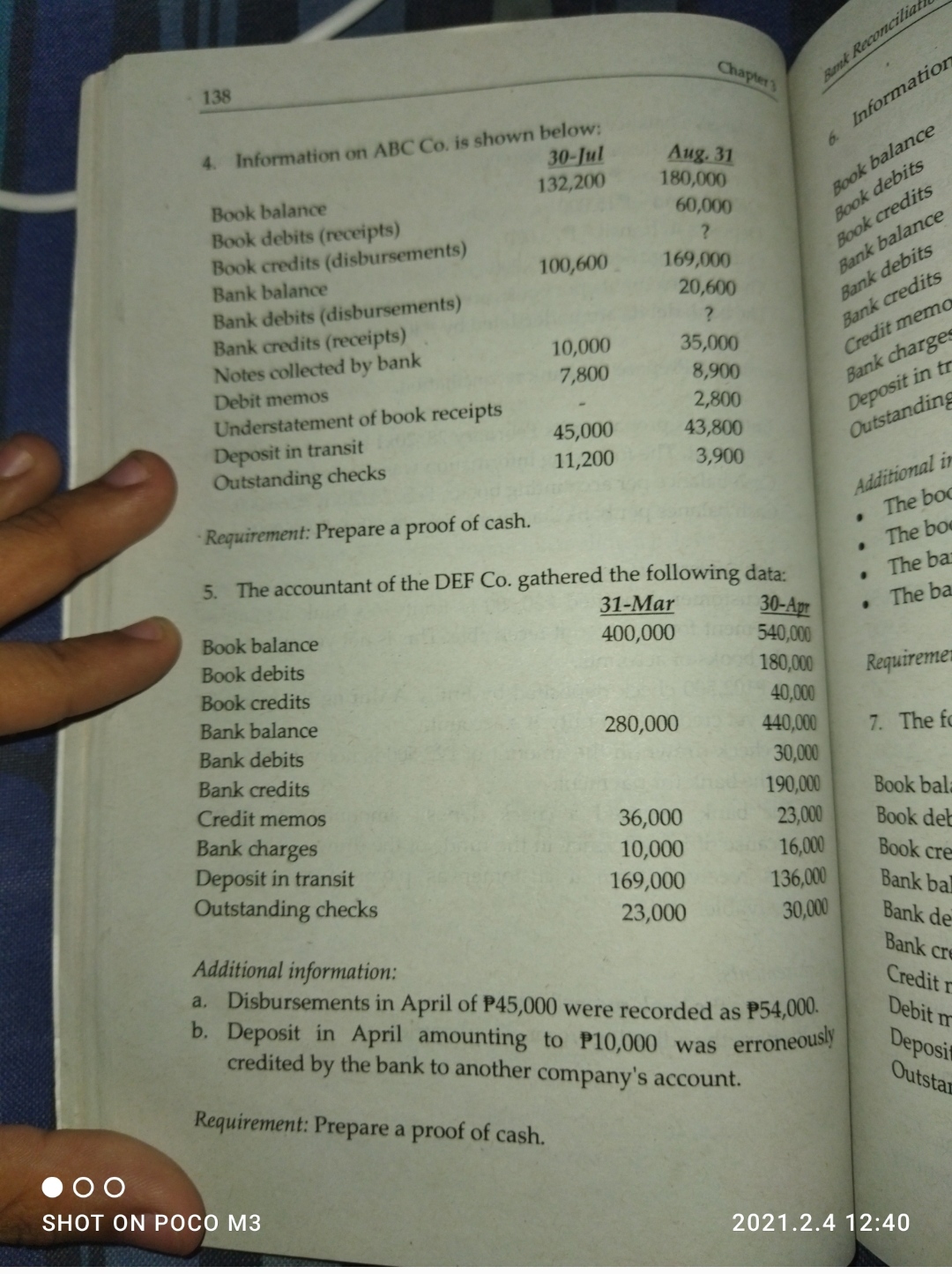 included in the proof of cash if the error is already Requ