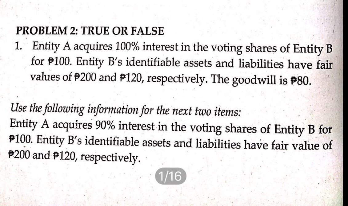 ANSWER THE FOLLOWING: PROBLEM 2: TRUE 0R FALSE ' =11": 1. Entity