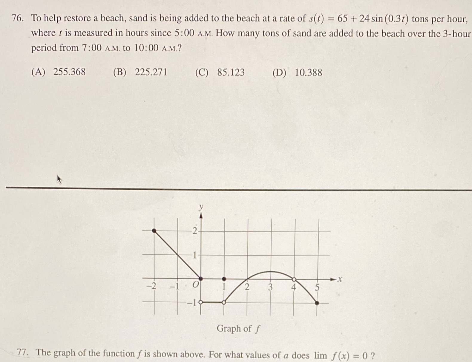 Please help with #76 and #77. Practicing for AP exam. 76. To