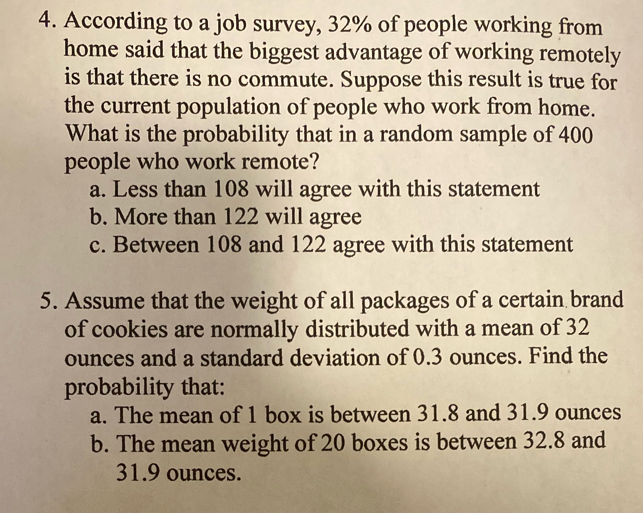 Question 5 part b was a mistype 20 boxes between32.1 32.1 and