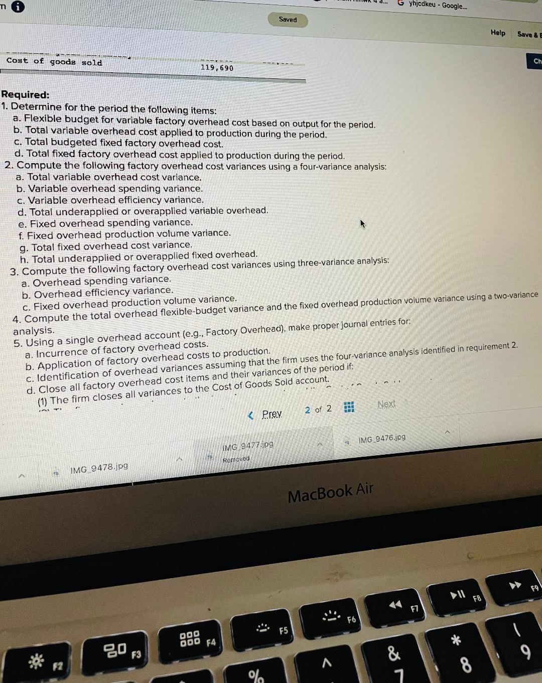 my work Simpson Manufacturing has the following standard cost sheet for one