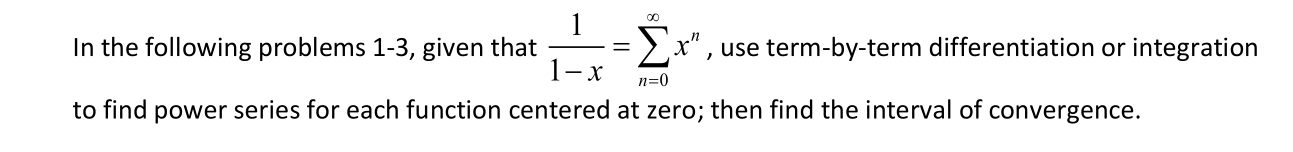or integration lx \":0 to find power series for each function centered