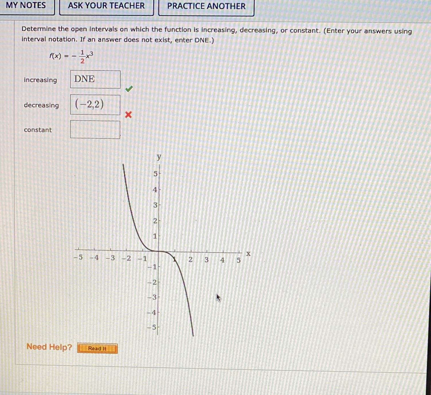 MY NOTES ASK YOUR TEACHER PRACTICE ANOTHER Determine the open Intervals