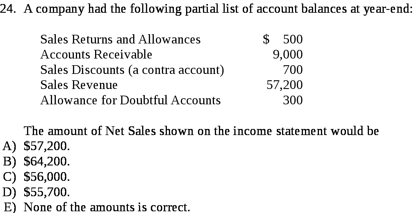 24. A) B) C) D) E) A company had the following
