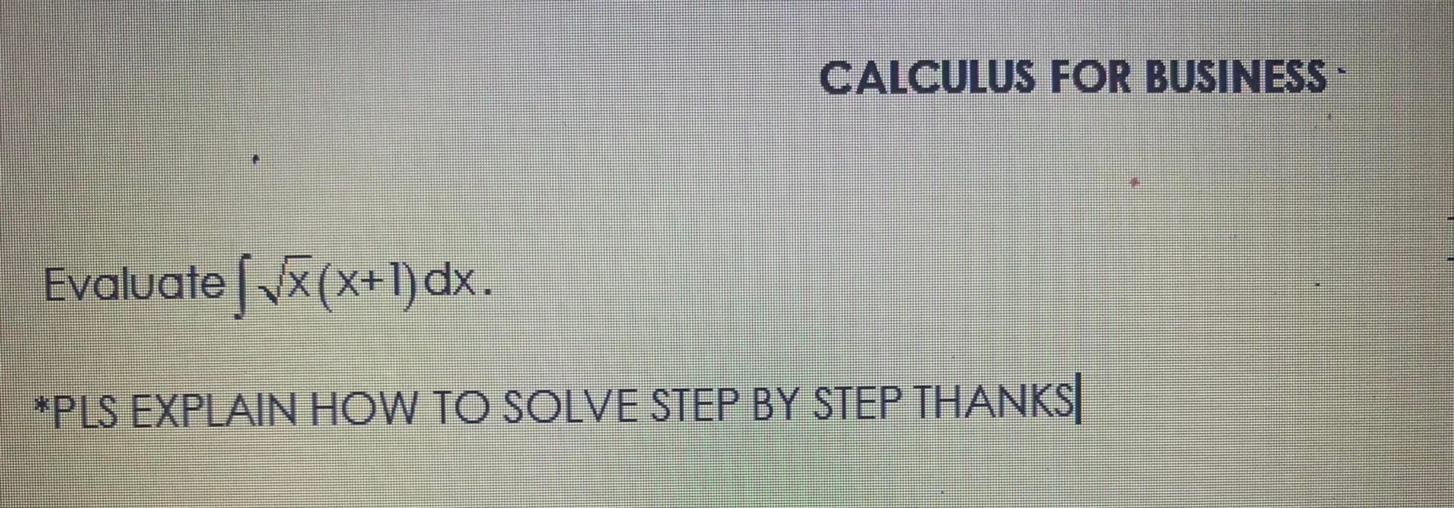 CALCULUS FOR BUSINESS SOLVESTEPBYSTEPTHANKS