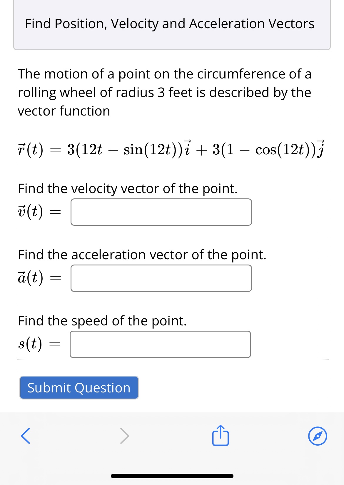 Find the position vector for a particle with acceleration, initial velocity, and