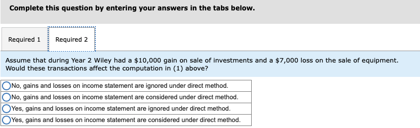 2 Using the direct method, convert the company's Income statement to a
