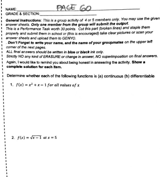 given answer sheets. Only one member from the group will submit the