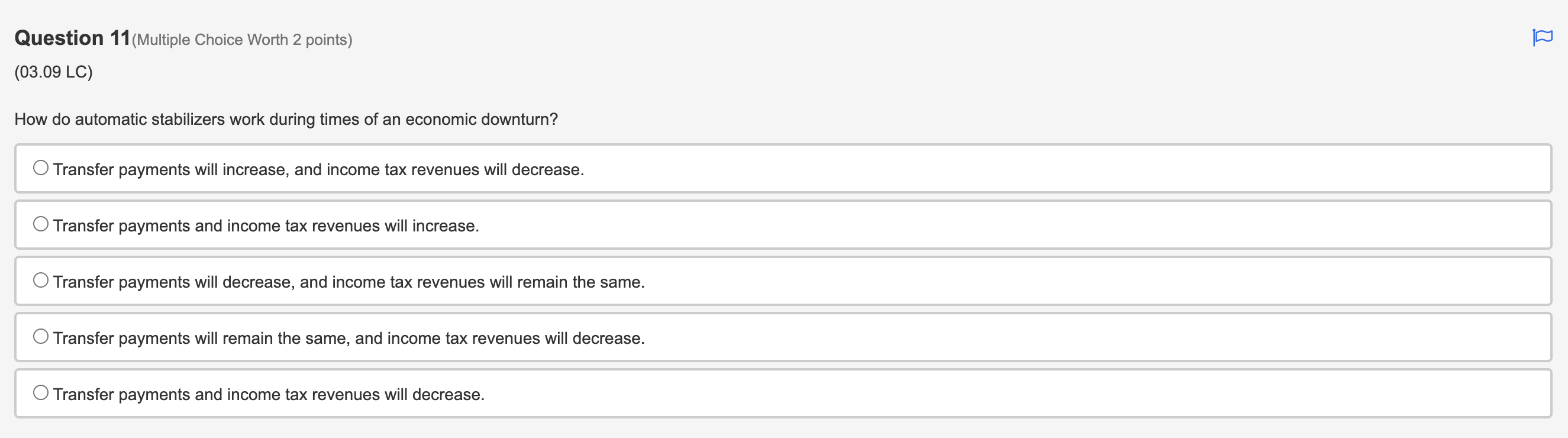 explain the reason for the shift in output from Y1 to Y2?