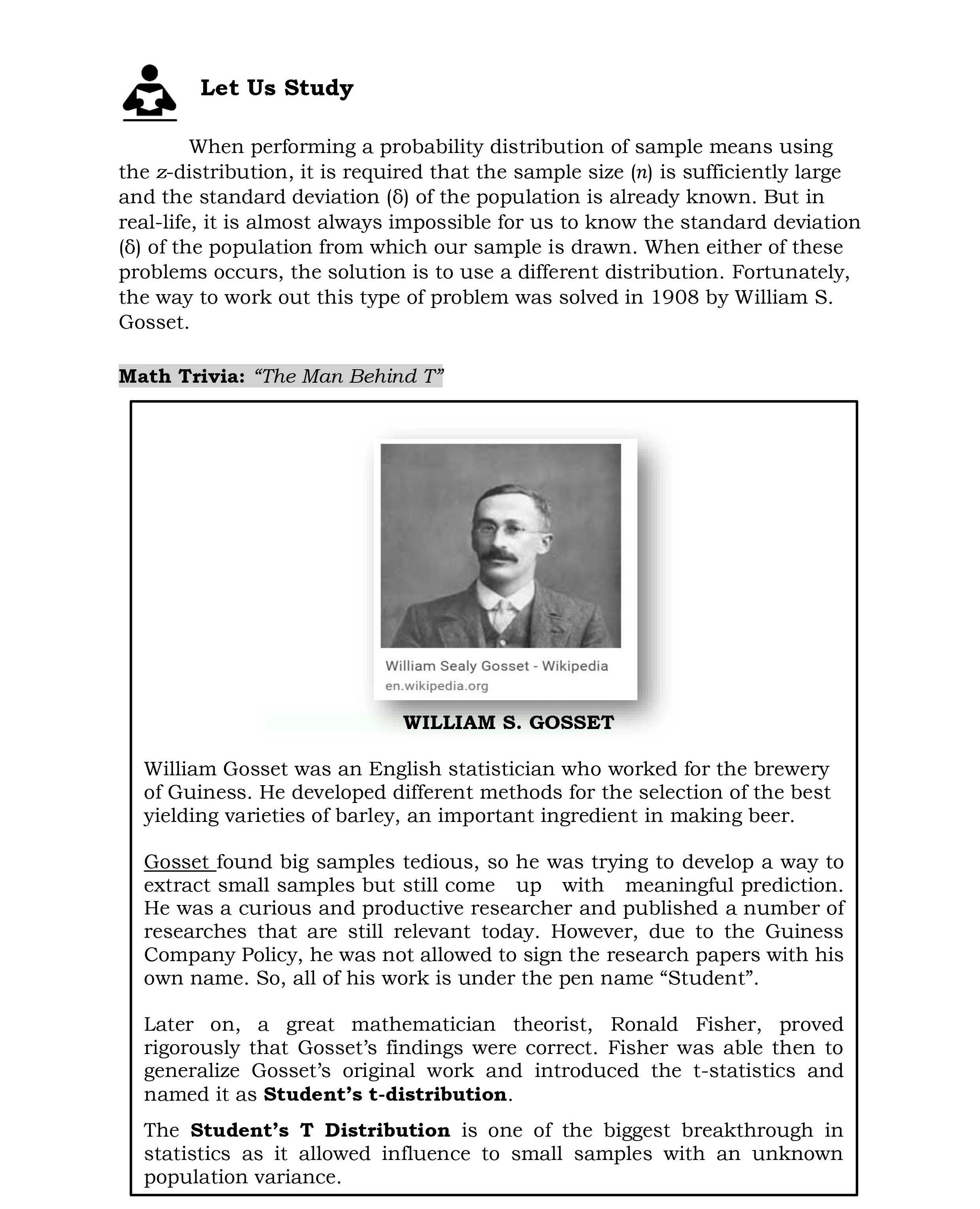  Let Us Study When performing a probability distribution of sample means