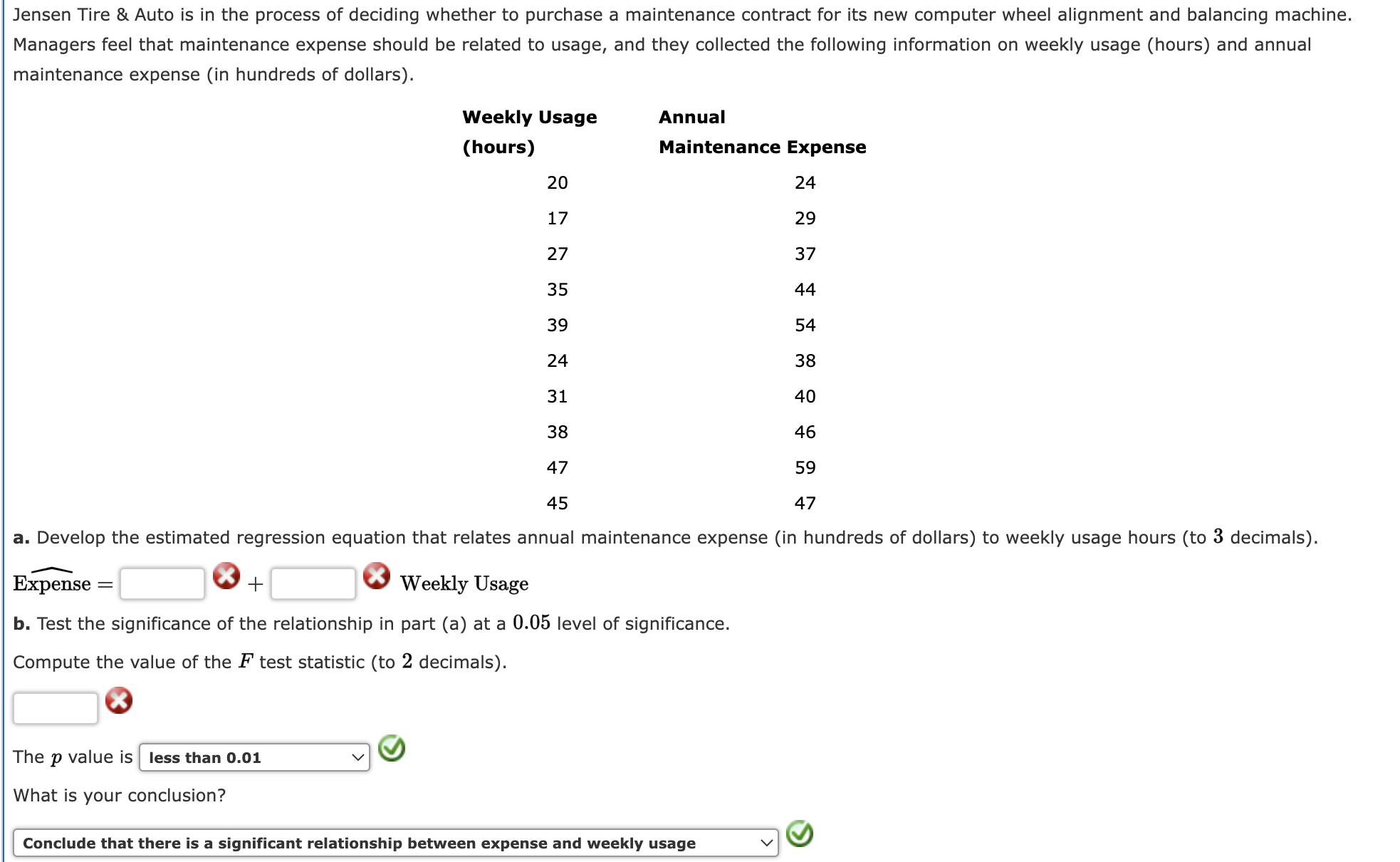 With the estimated regression equation 3} = 4.68 + 0.16.13, the point