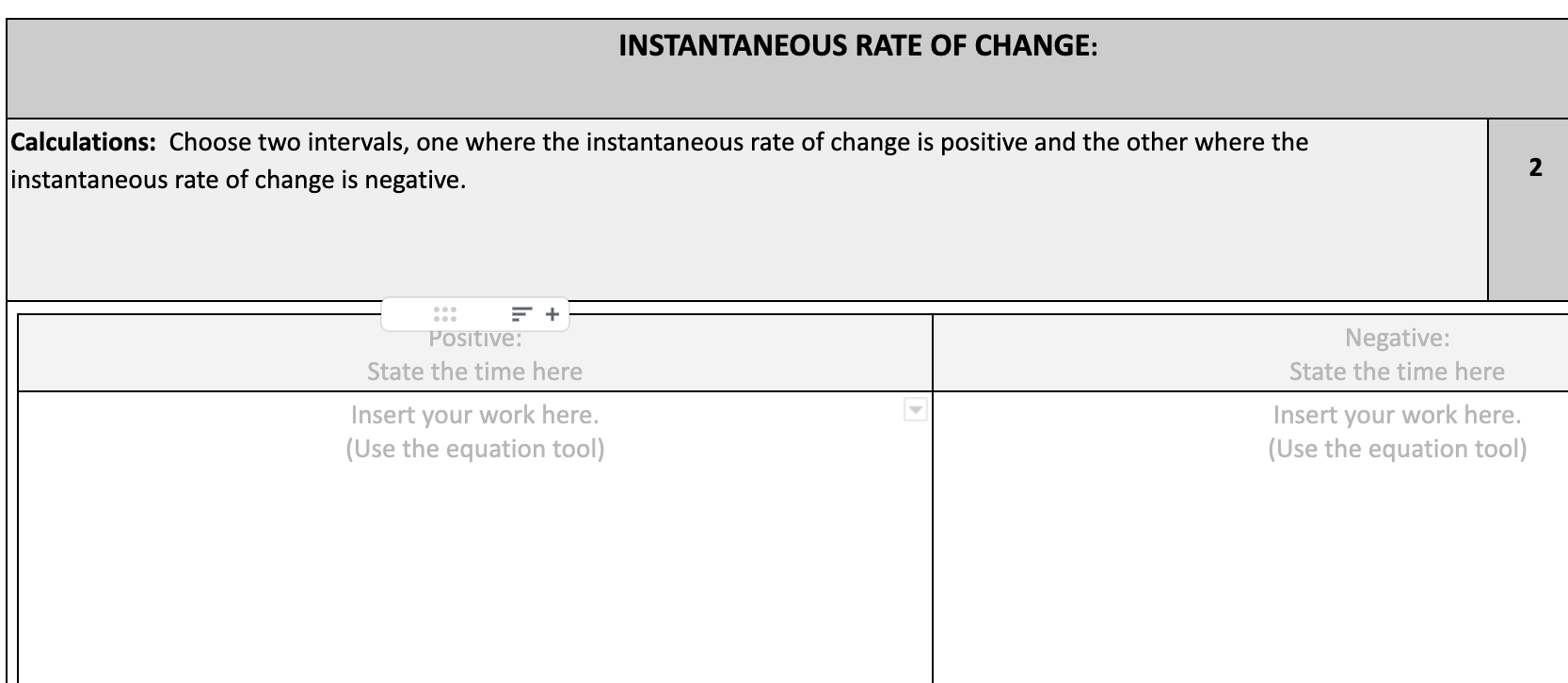 change is positive and the other where the average rate of change