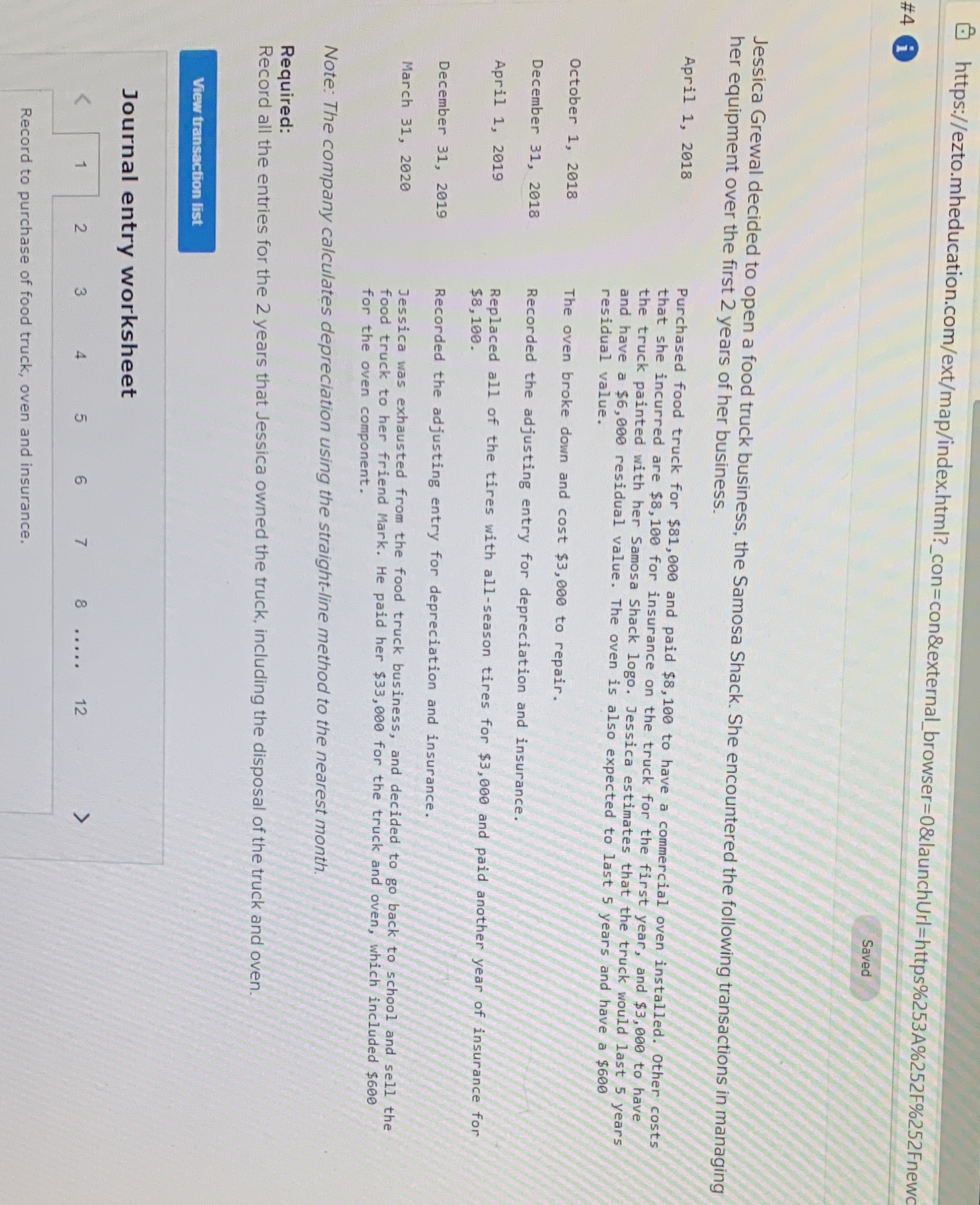  https://ezto.mheducation.com/ext/map/index.html?_con=con&external_browser=0&launchUrl=https%253%252F%252Fnew #4 Saved Jessica Grewal decided to open a food truck
