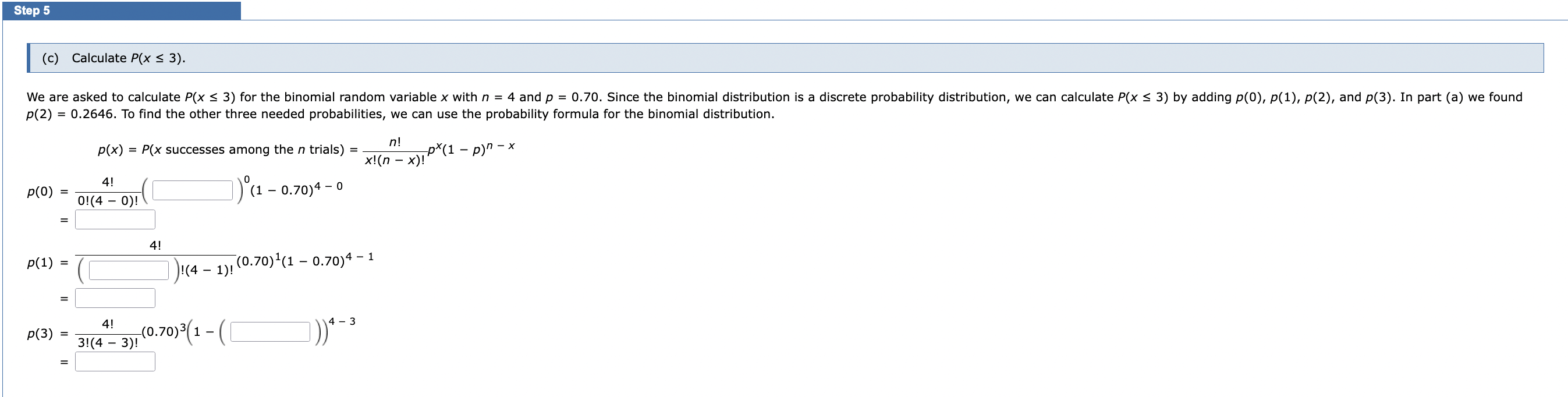 step 5 (c) Calculate P(x S 3). We are asked to calculate