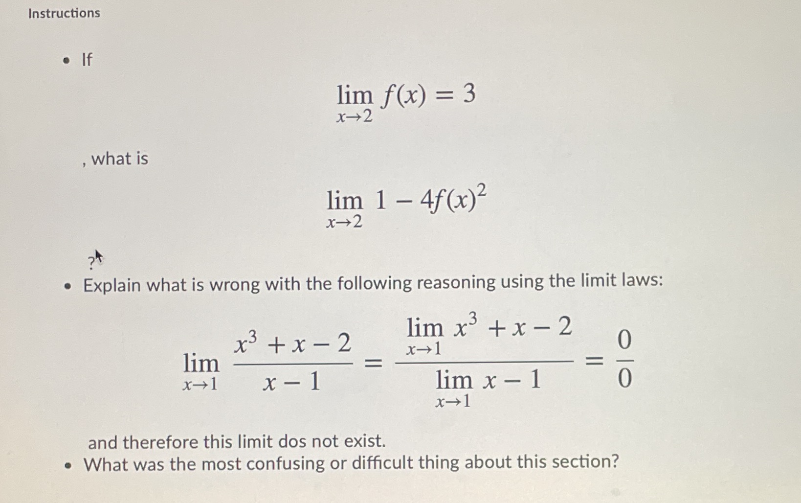 Instructions . If lim f(x) = 3 x-2 , what is