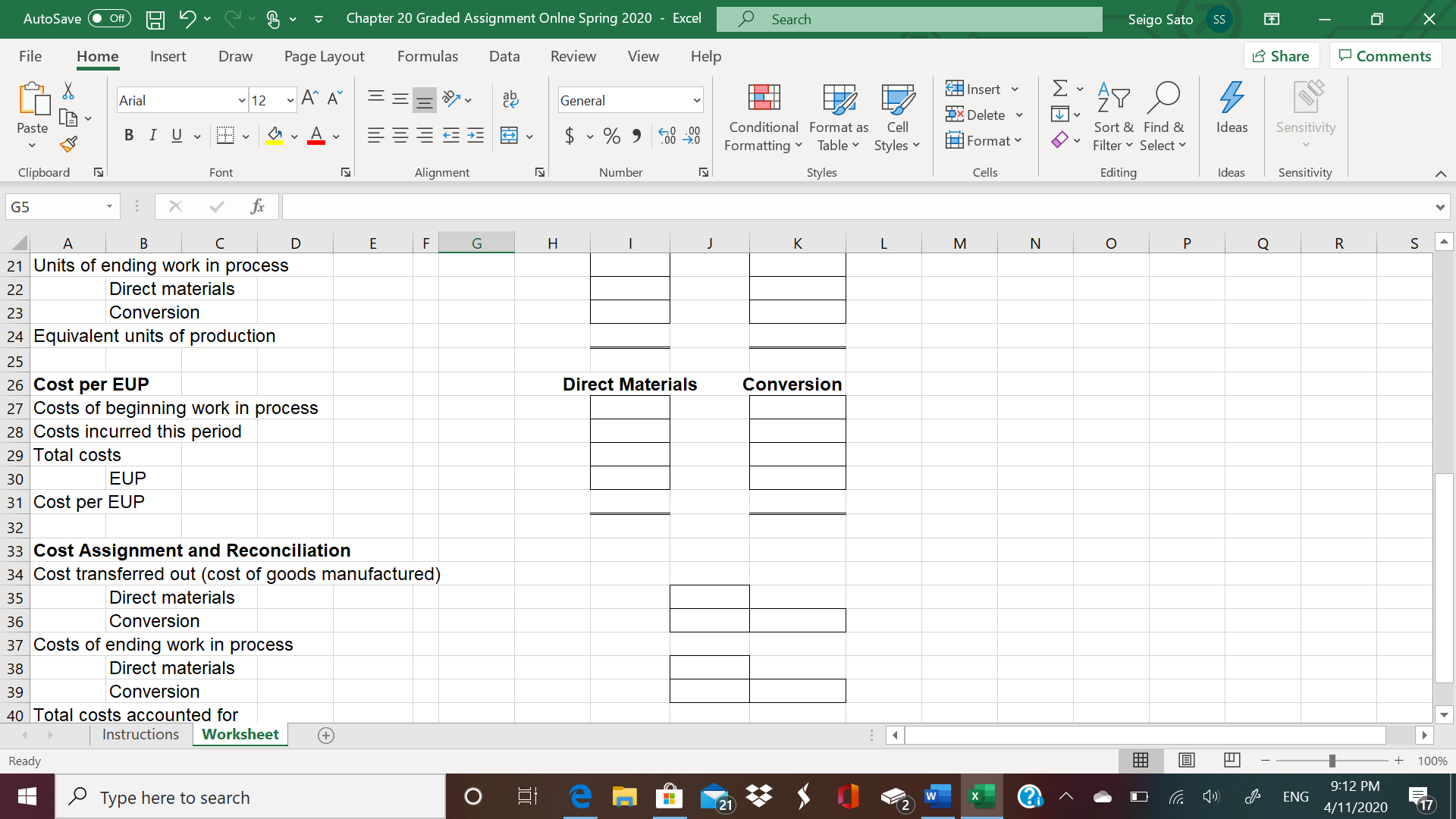 and completed the Process Cost Summary worksheet.No other parts of this problem