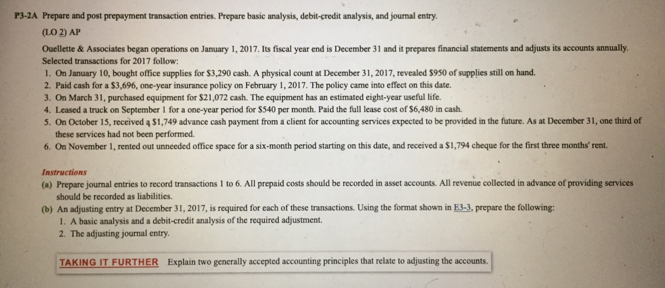-------------------------------- P3-2A Prepare and post prepayment transaction entries. Prepare basic analysis, debit-credit