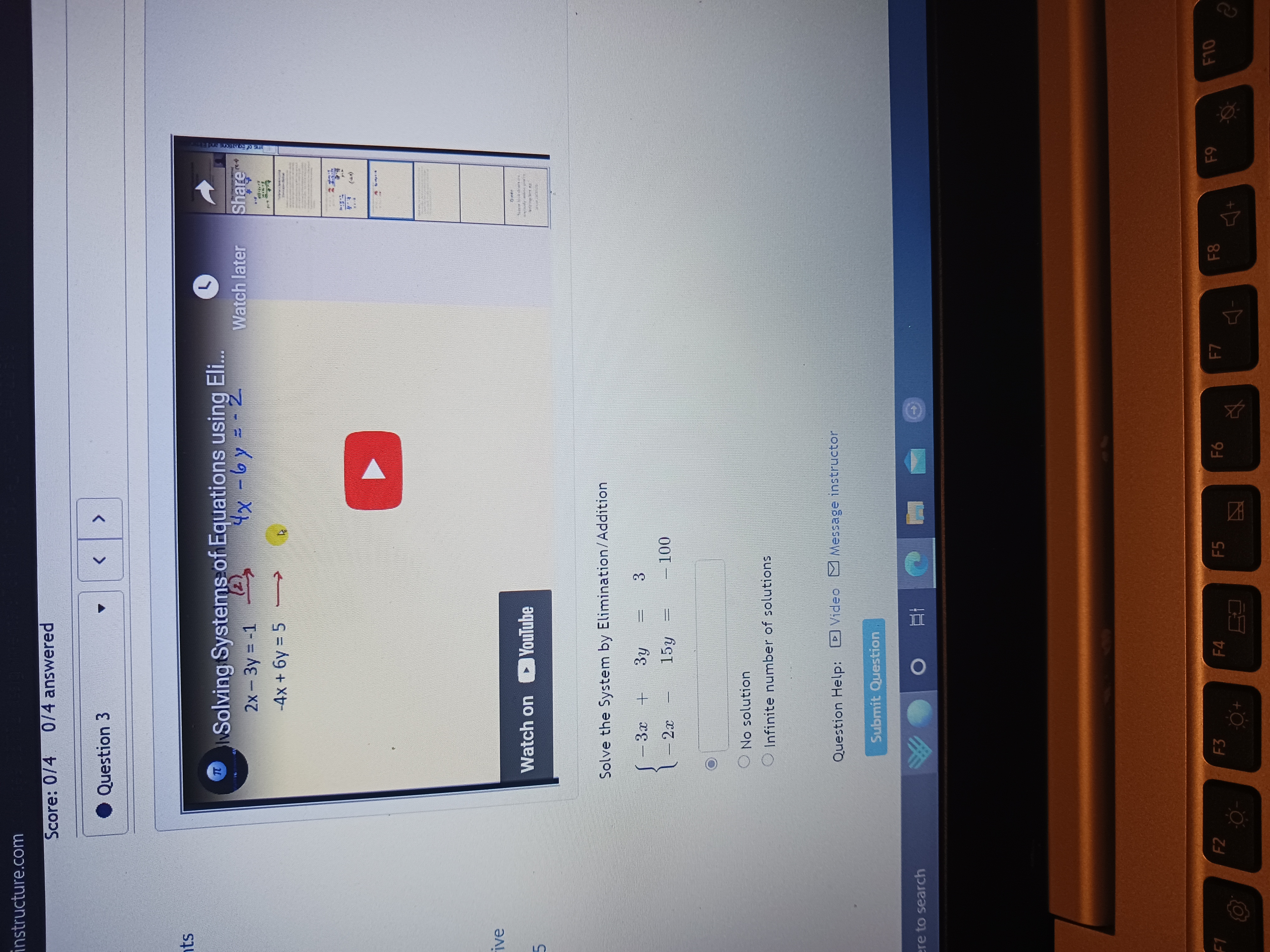  Instructure.com Score: 0/4 0/4 answered Question 3 its I Solving Systems